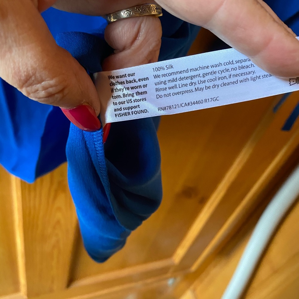 Royal blue silk Eileen Fisher blouse 3X